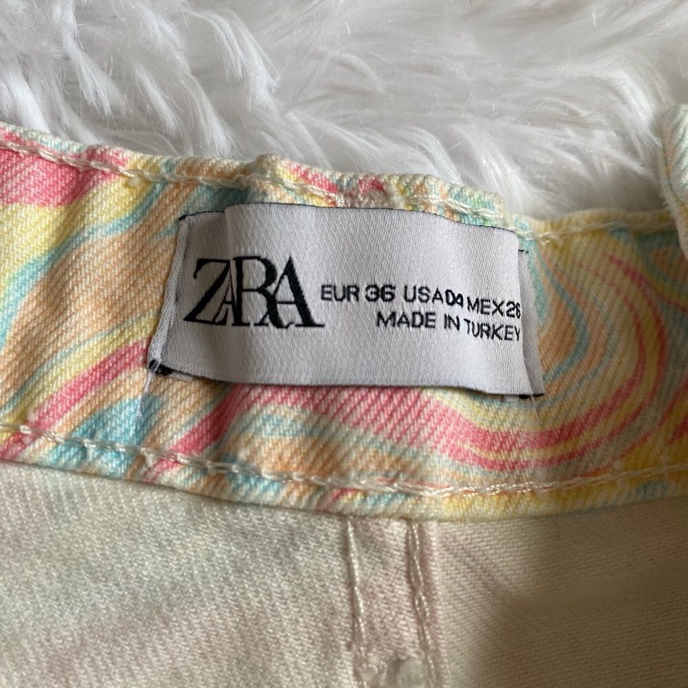 Zara Button Fly Multi Color Shorts Size 4 - Picture 4 of 5